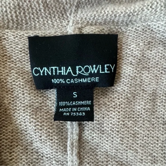 Cynthia Rowley Cashmere Cardigan Sweater Open Long Sleeve Soft Tan Taupe - Picture 3 of 7